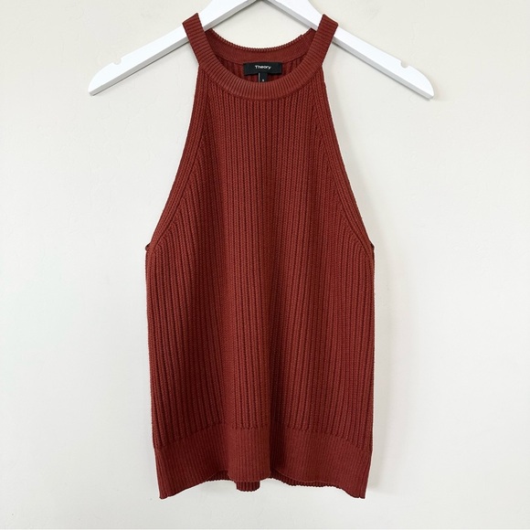 THEORY Waxson Rib Tank Sweater, Red - Picture 6 of 13